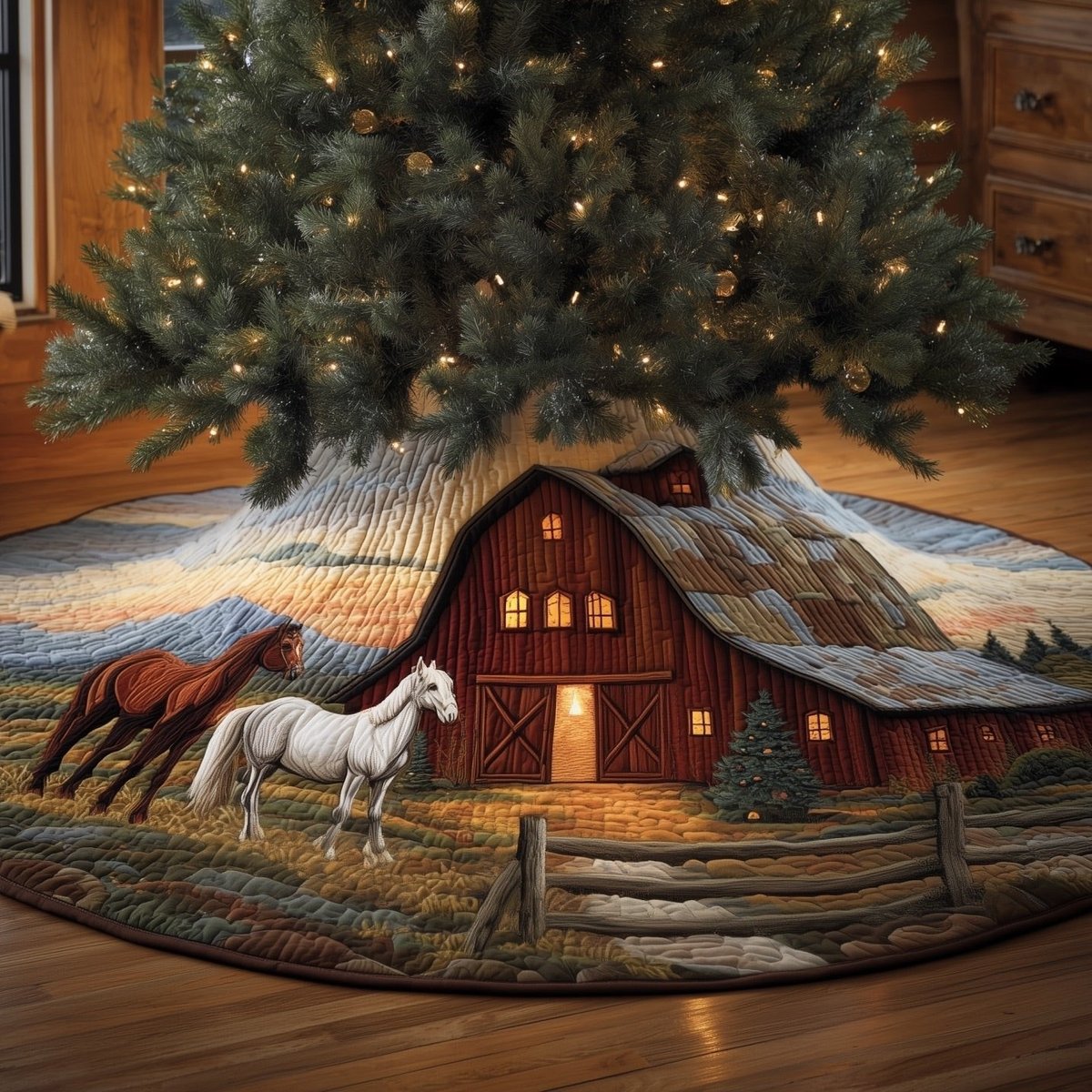 Horse Farm Christmas Tree Skirt - Made to Order TREEK101