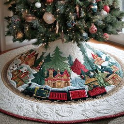 Yuletide Rail Christmas Tree Skirt - Made to Order TREEK101