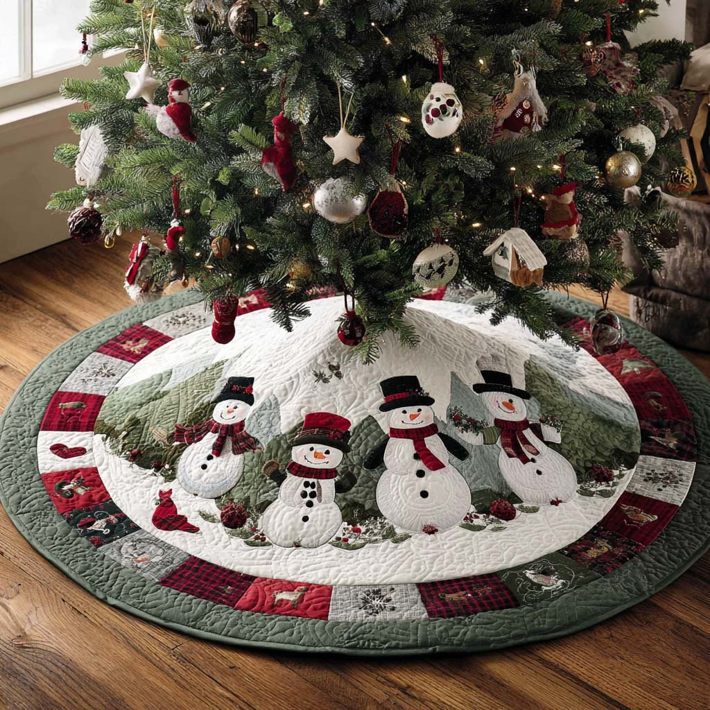 Snowmen Forest Ring Christmas Tree Skirt - Made to Order TREEK101