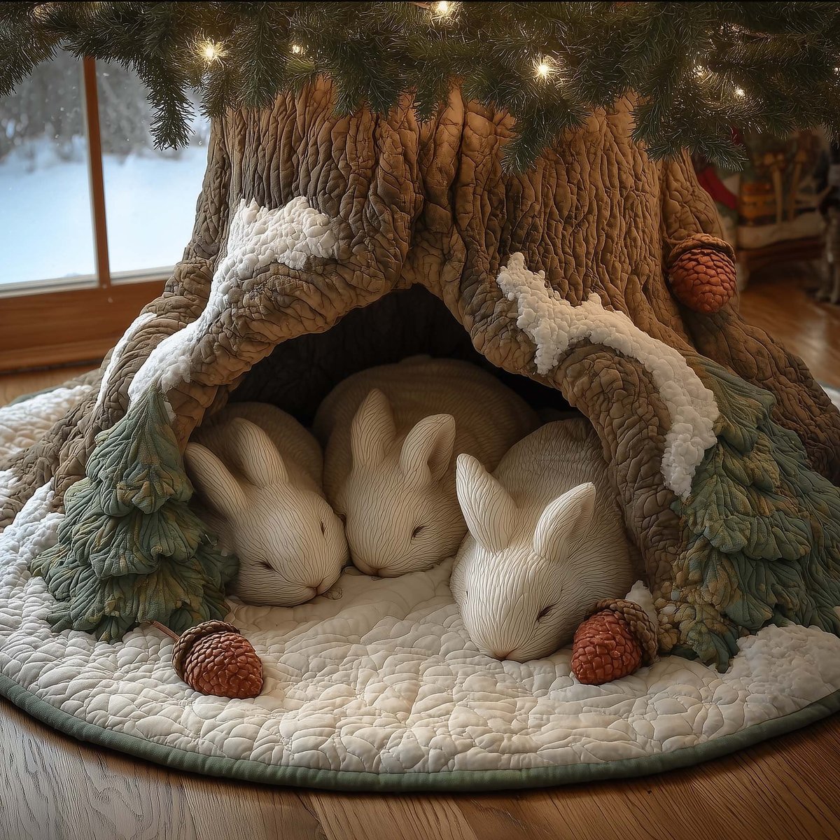Snow Bunny Realm Christmas Tree Skirt - Made to Order TREEK101