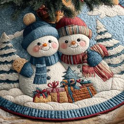 Snow Buddies Delight Christmas Tree Skirt - Made to Order TREEK101