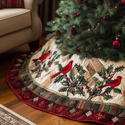 Holiday Songbirds Christmas Tree Skirt - Made to Order TREEK101