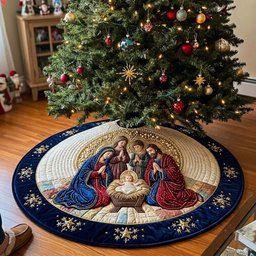 Bethlehem Pearl Halo Christmas Tree Skirt - Made to Order TREEK101