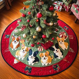 Merry Corgi Wonderland Chritstmas Christmas Tree Skirt - Made to Order TREEK101
