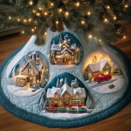 Frost Circles Christmas Tree Skirt - Made to Order TREEK101