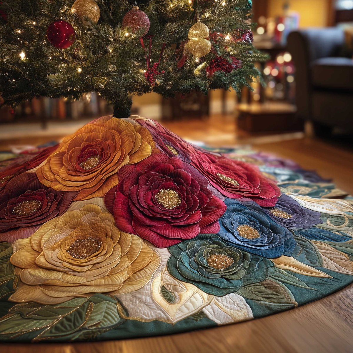 Royal Rose Christmas Tree Skirt - Made to Order TREEK101