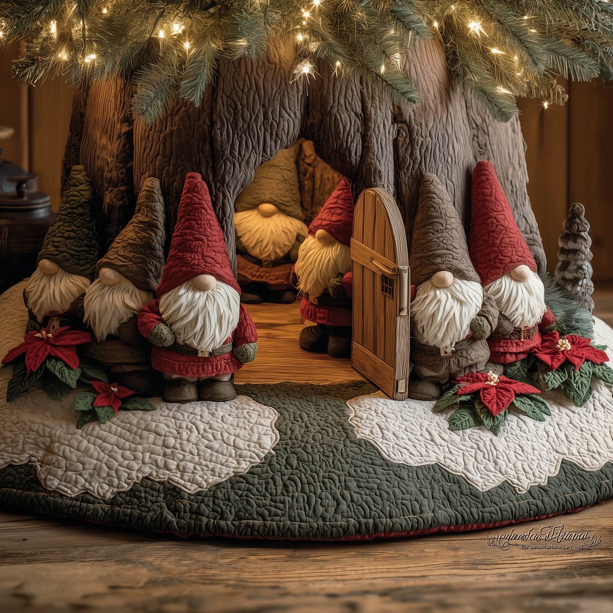 Gnome Gathering Christmas Tree Skirt - Made to Order TREEK101