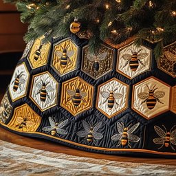 Honeycomb Bee Christmas Tree Skirt - Made to Order TREEK101
