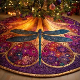 Midnight Bloom Radiance Christmas Tree Skirt - Made to Order TREEK101