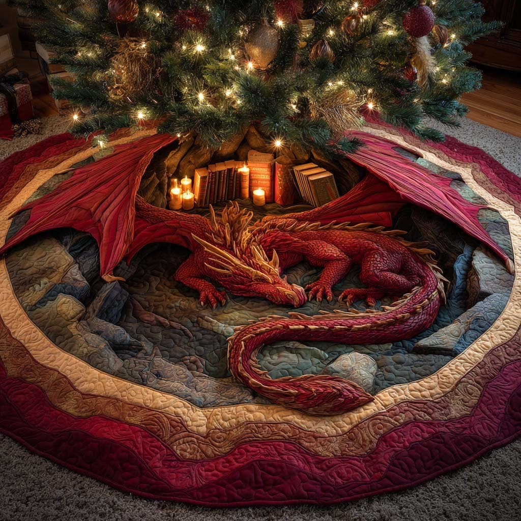 Emberkeep Dragon Christmas Tree Skirt - Made to Order TREEK101