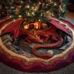 Emberkeep Dragon Christmas Tree Skirt - Made to Order TREEK101