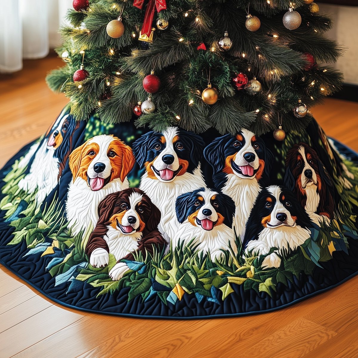Bernese Mountain Christmas Tree Skirt - Made to Order TREEK101