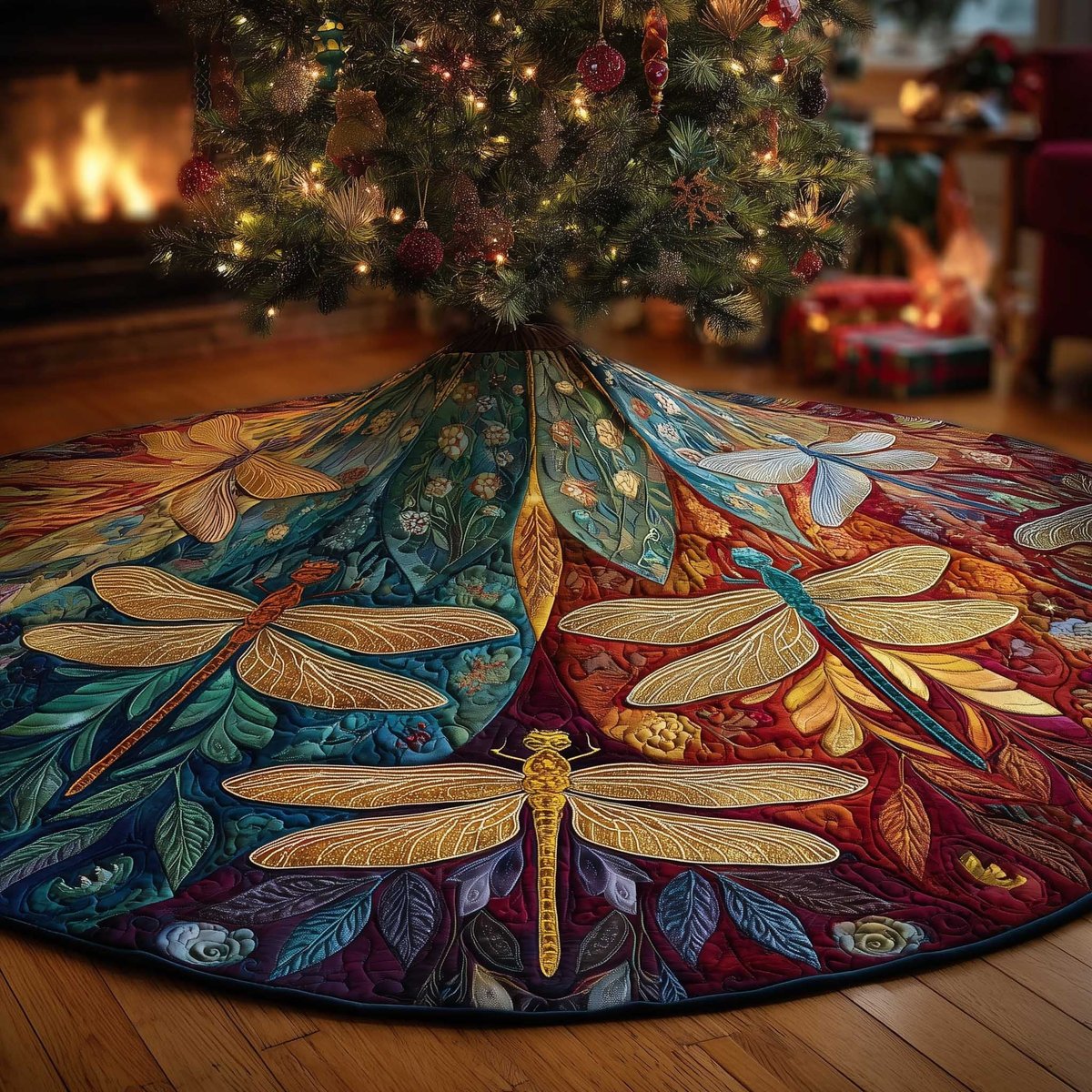 Dragonfly Christmas Tree Skirt - Made to Order TREEK101