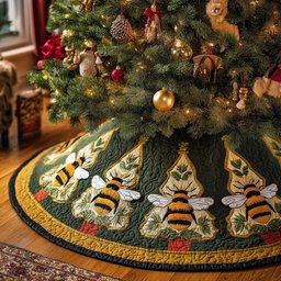Bee on Tree Christmas Tree Skirt - Made to Order TREEK101