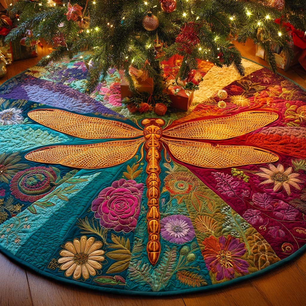 Golden Serenity Wings Christmas Tree Skirt - Made to Order TREEK101
