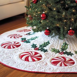 Classic Peppermint Candy Christmas Tree Skirt - Made to Order TREEK101