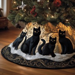 Black Furry Christmas Tree Skirt - Made to Order TREEK101