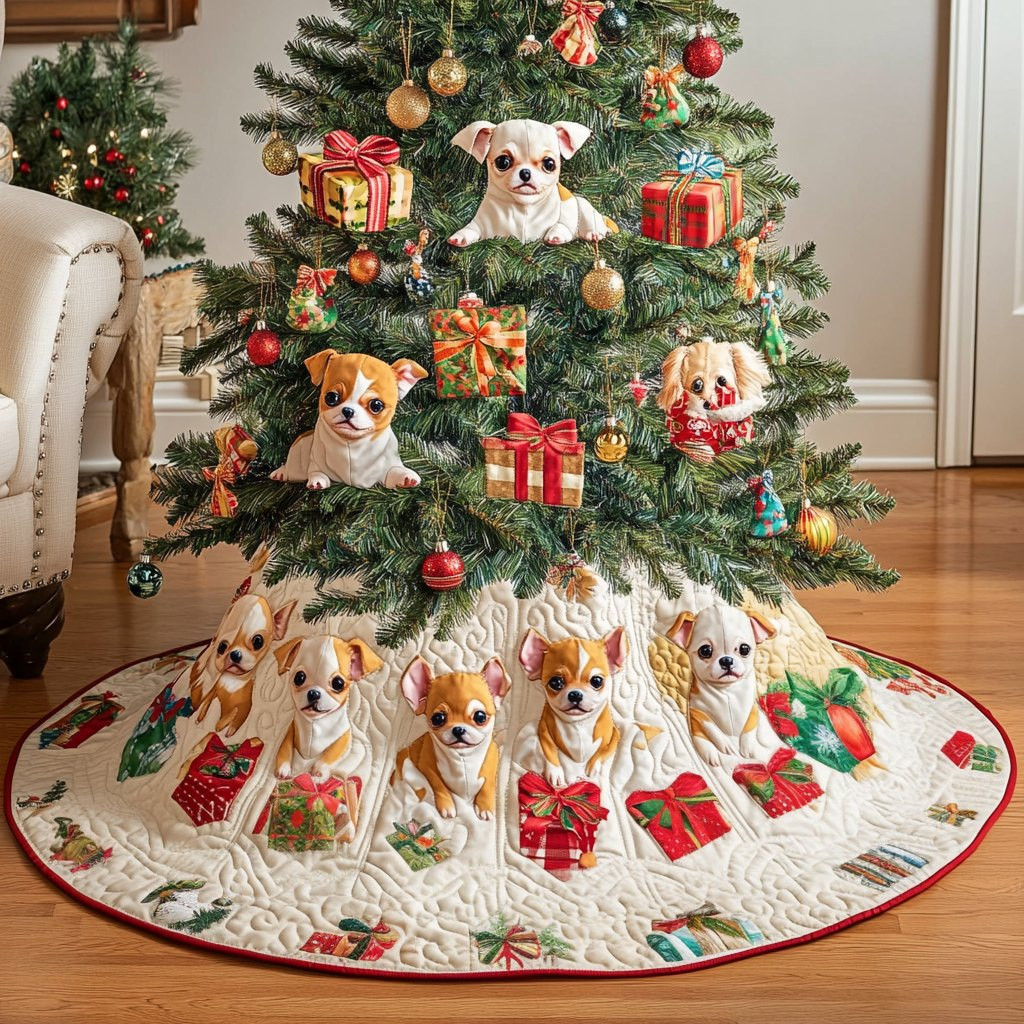 Chihuahua Gift Chritstmas Christmas Tree Skirt - Made to Order TREEK101