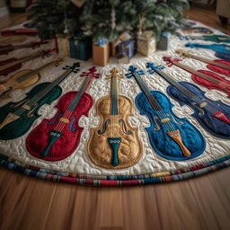 Color Violins Christmas Tree Skirt - Made to Order TREEK101