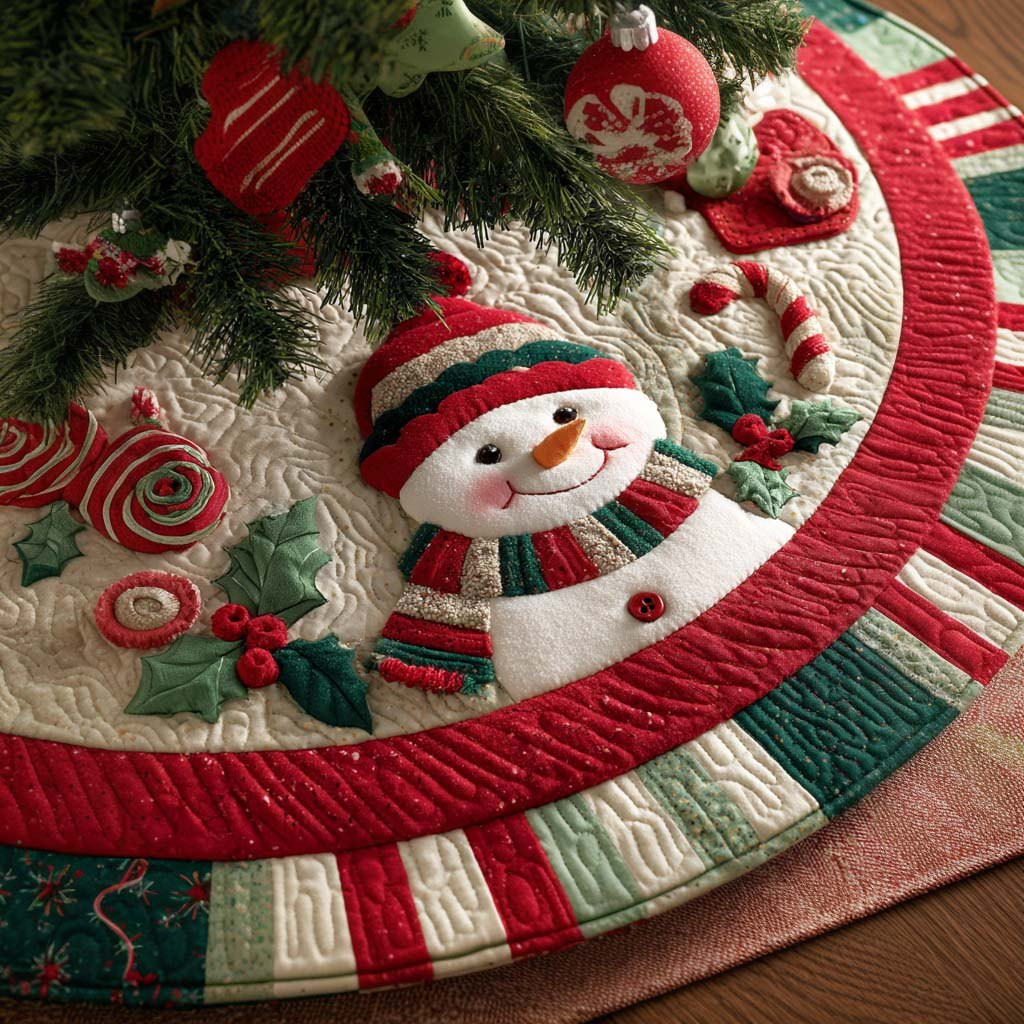 Peppermint Snow Christmas Tree Skirt - Made to Order TREEK101