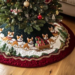 Corgi Delivery Christmas Tree Skirt - Made to Order TREEK101