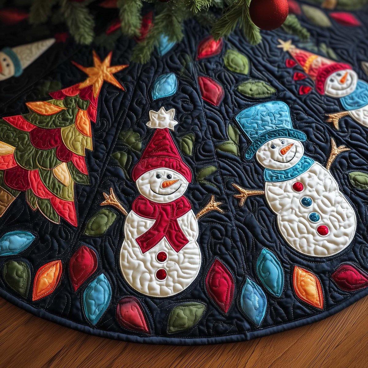 Colorful Snowmen Christmas Tree Skirt - Made to Order TREEK101