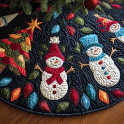 Colorful Snowmen Christmas Tree Skirt - Made to Order TREEK101