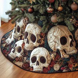 Chrismas Vintage Skull Christmas Tree Skirt - Made to Order TREEK101