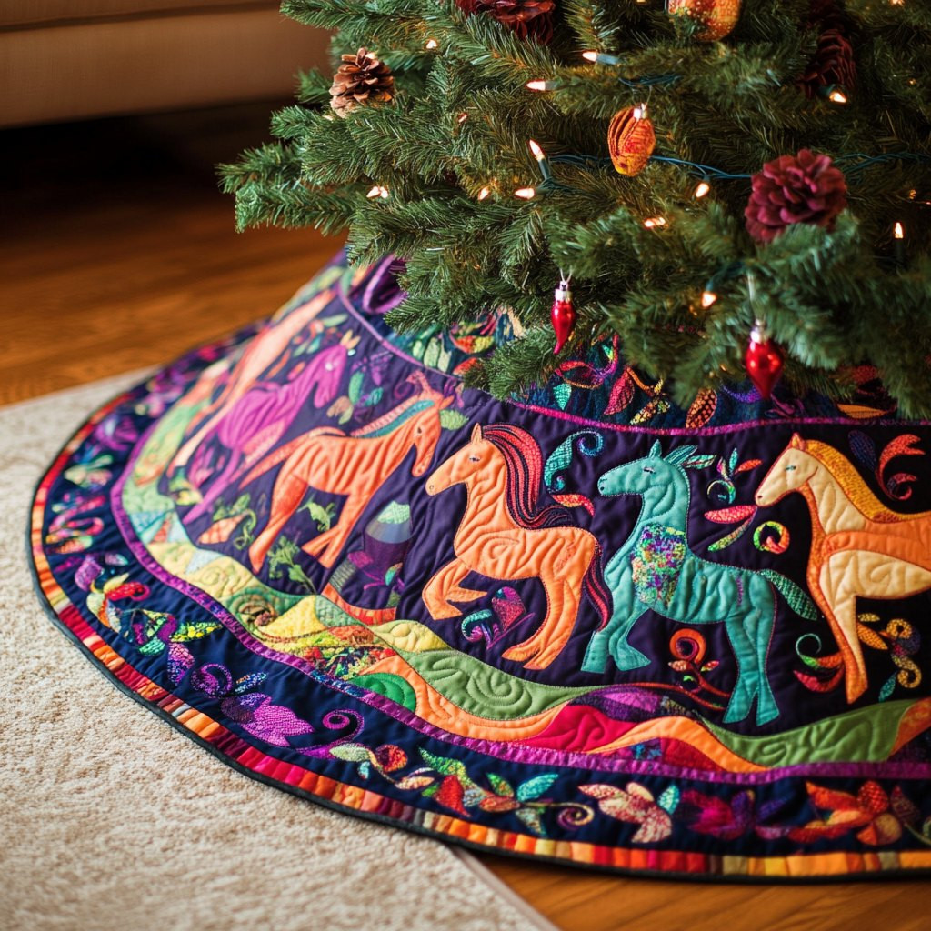 Galloping Joy Christmas Tree Skirt - Made to Order TREEK101