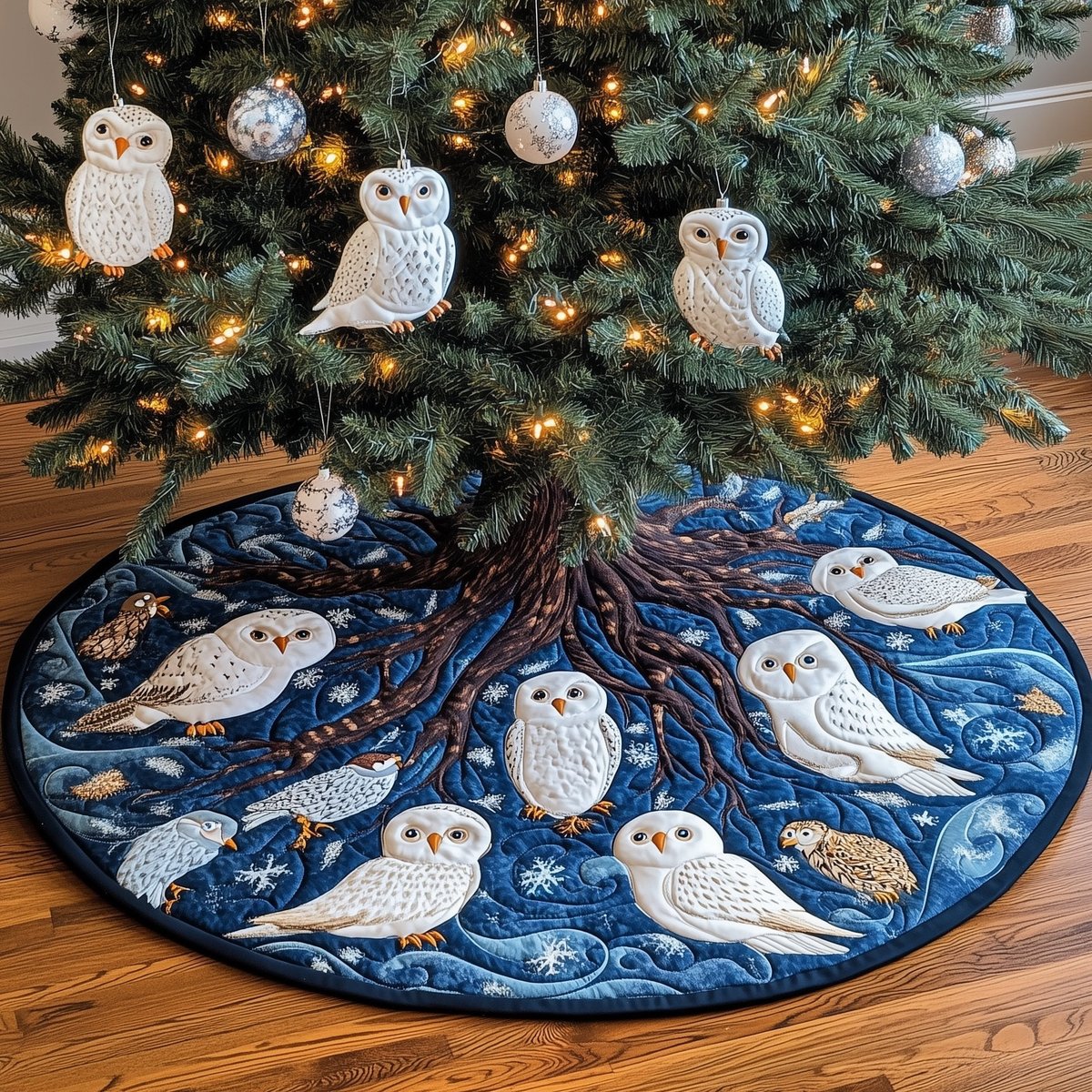 Snow Owls Christmas Tree Skirt - Made to Order TREEK101