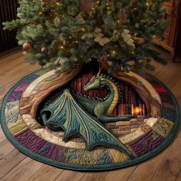 Emerald Library Guardian Christmas Tree Skirt - Made to Order TREEK101