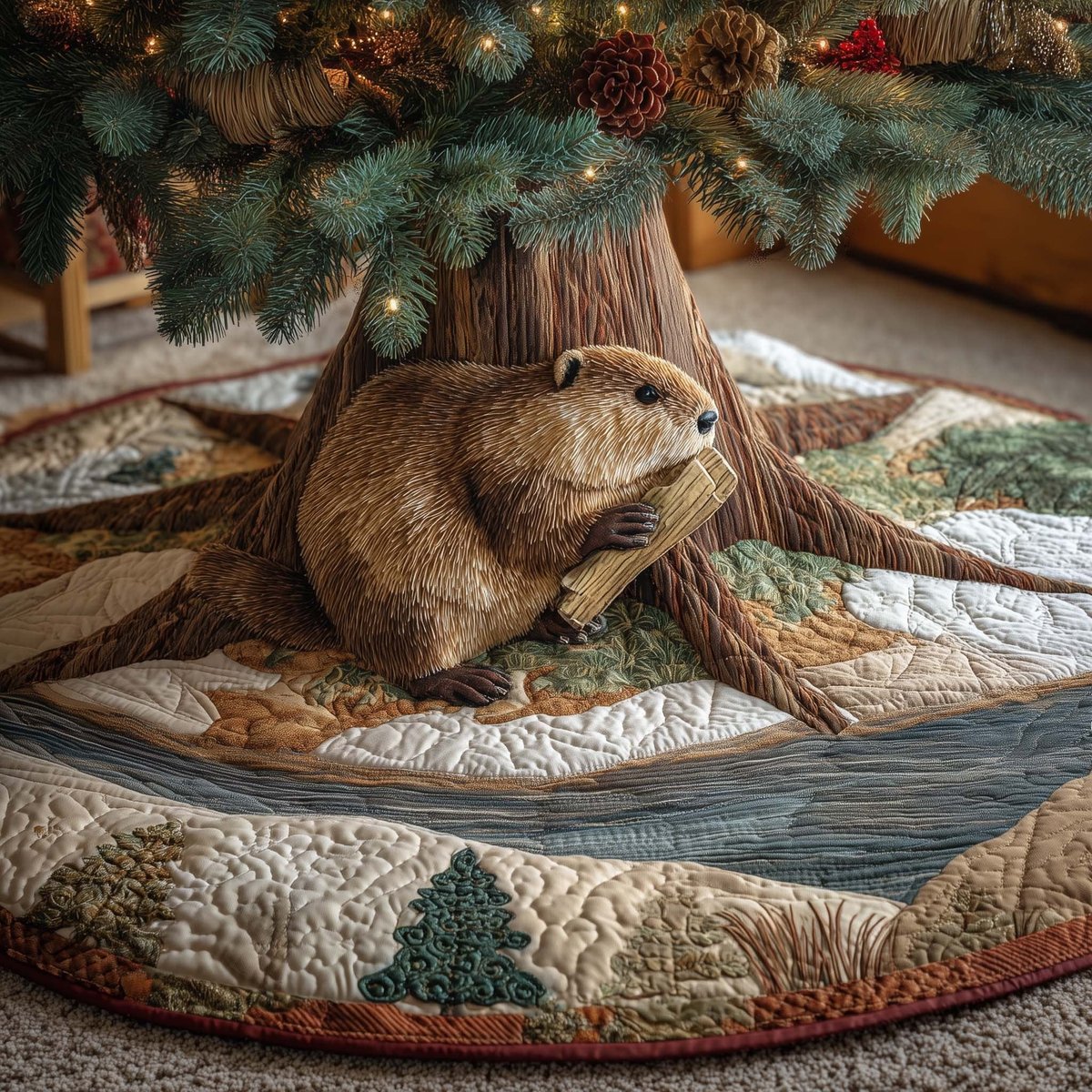Beaver Heaven Christmas Tree Skirt - Made to Order TREEK101