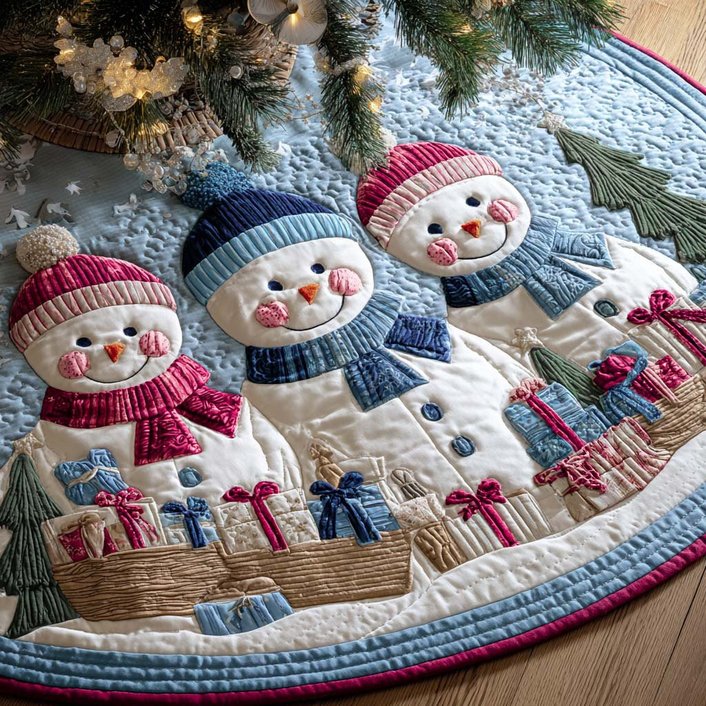 Three Snow Friends Christmas Tree Skirt - Made to Order TREEK101