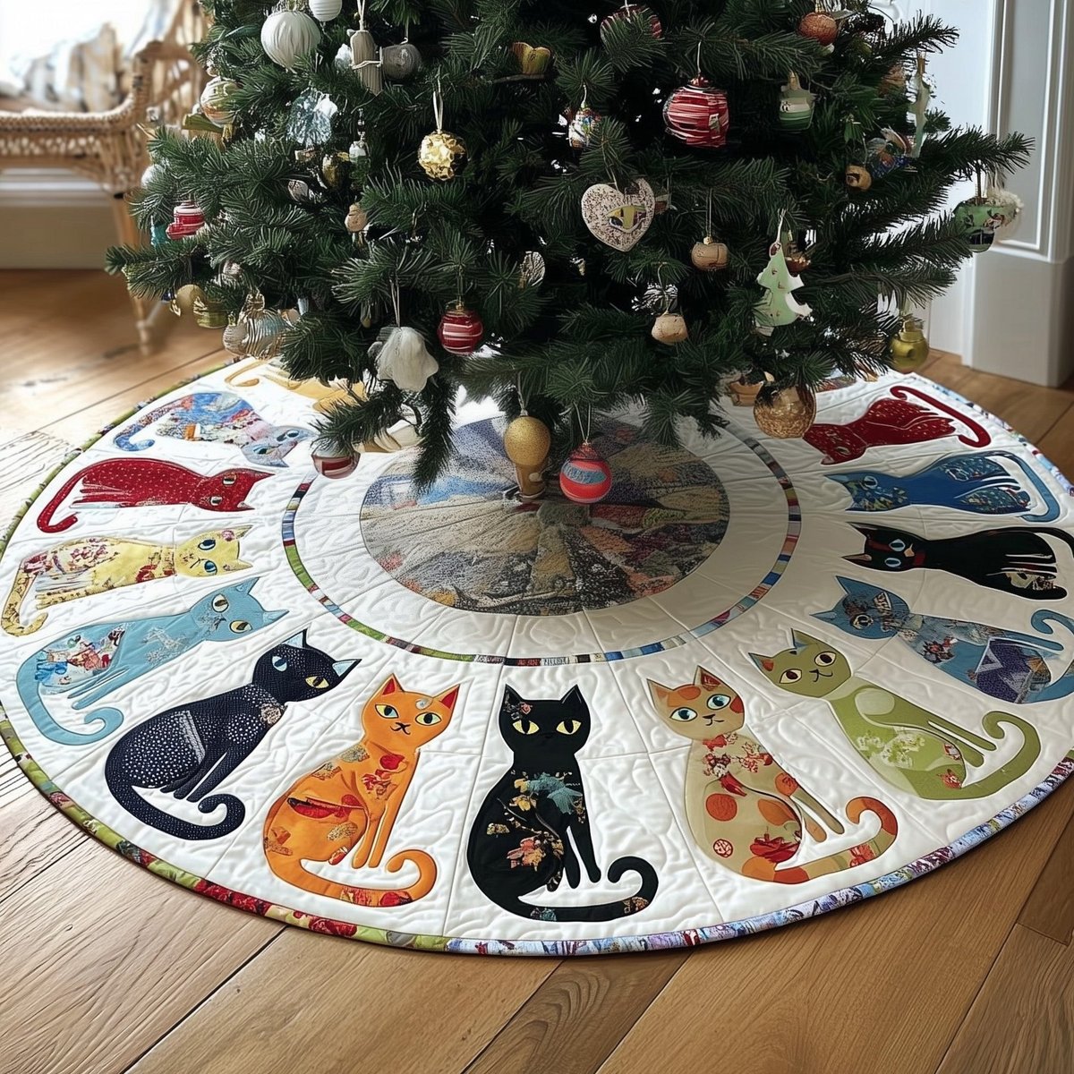 Funky Cats Christmas Tree Skirt - Made to Order TREEK101