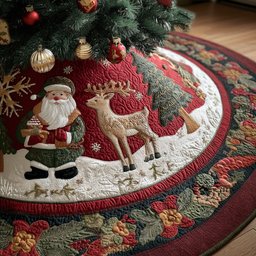 Winter Hearth Glow Christmas Tree Skirt - Made to Order TREEK101