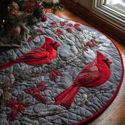 Winter Cardinal Christmas Tree Skirt - Made to Order TREEK101