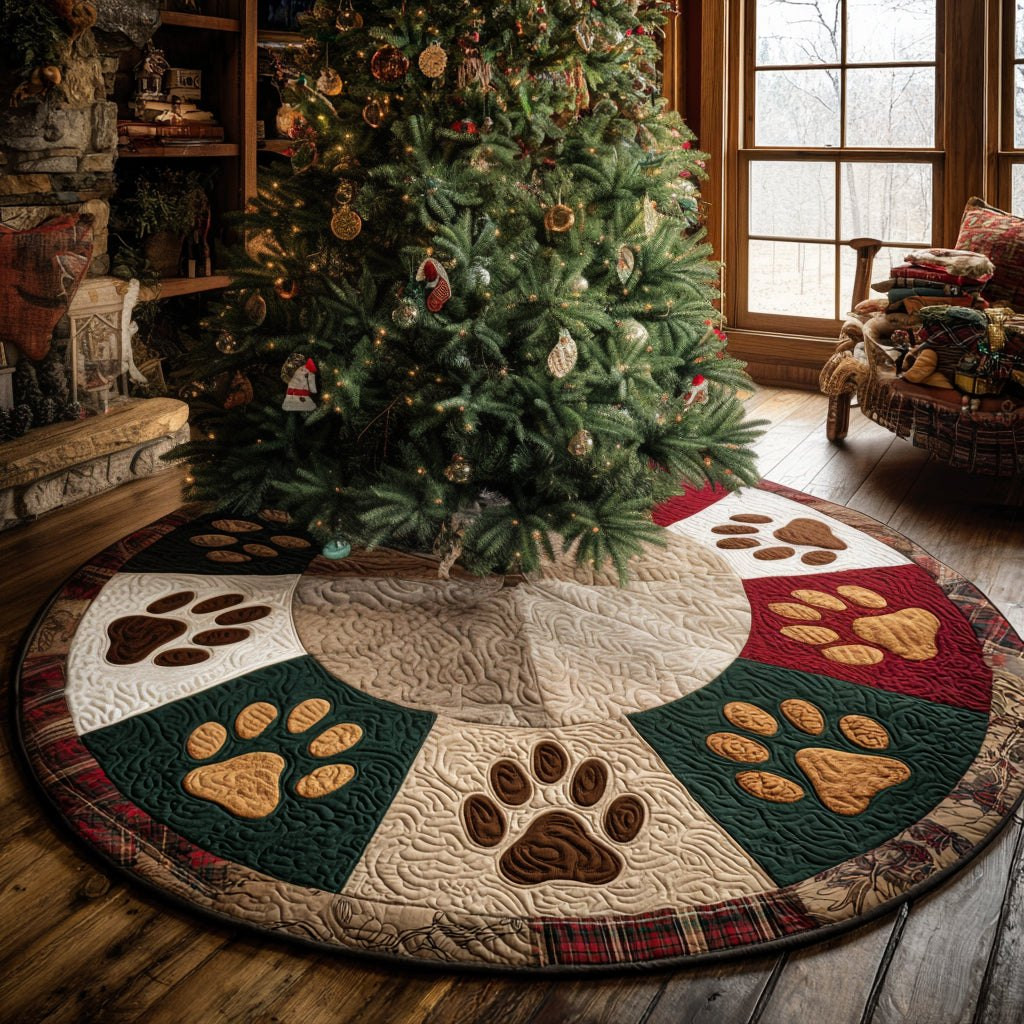 Winter Pawsteps Christmas Tree Skirt - Made to Order TREEK101