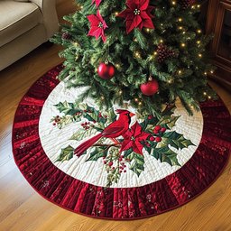 Winter Scarlet Messenger Christmas Tree Skirt - Made to Order TREEK101
