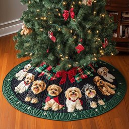 Yorkie Wonderland Christmas Tree Skirt - Made to Order TREEK101
