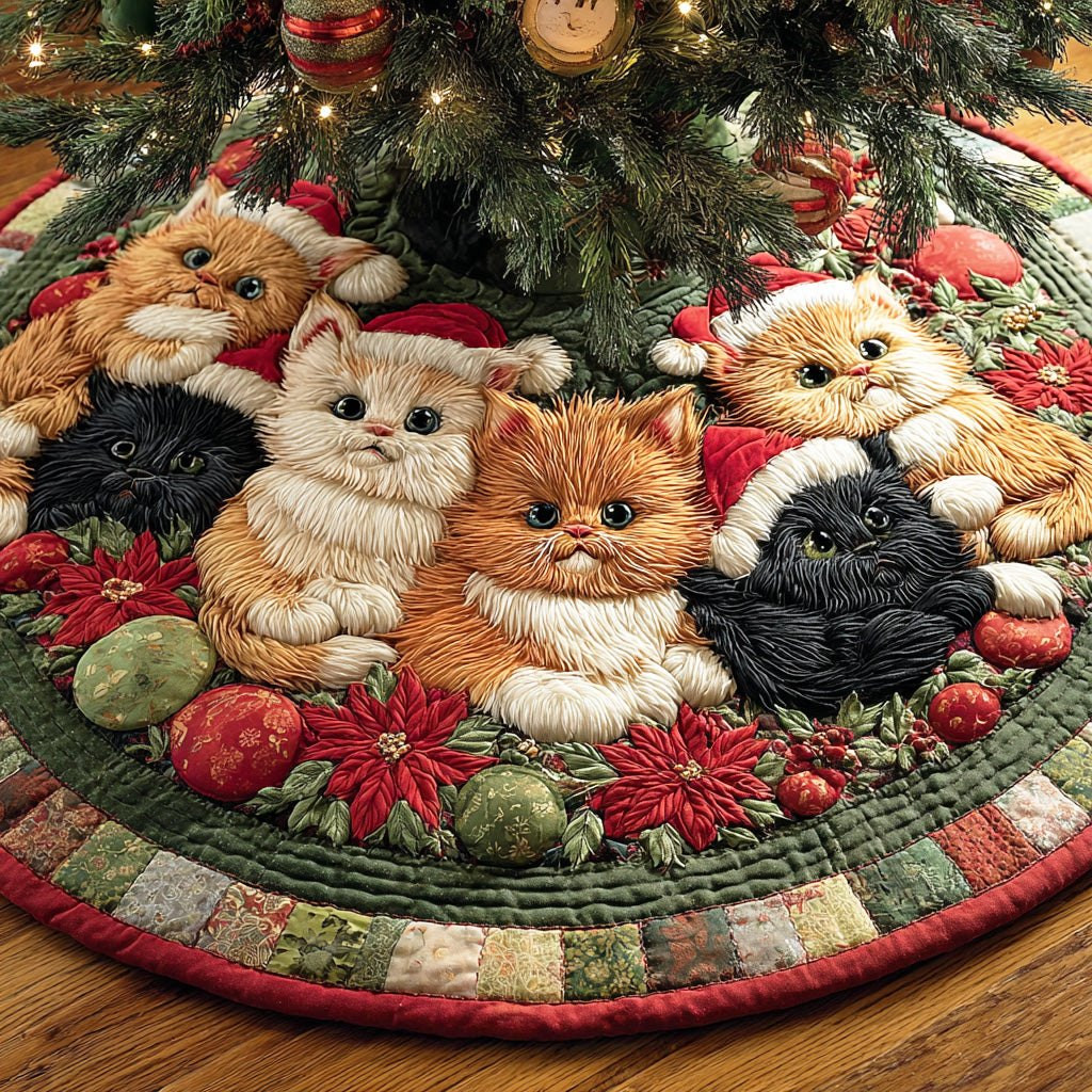 Yuletide Cat Joy Christmas Tree Skirt - Made to Order TREEK101