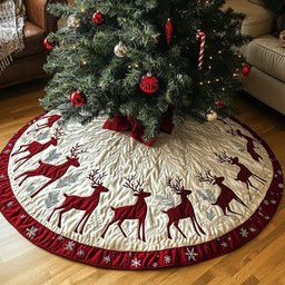 Starry Night Antlers Christmas Tree Skirt - Made to Order TREEK101