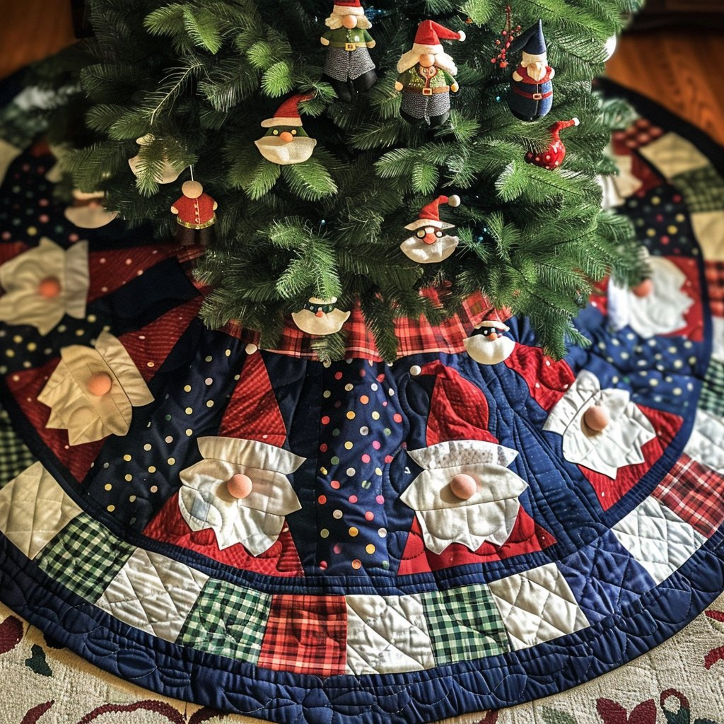 Yuletide Gnome Joy Christmas Tree Skirt - Made to Order TREEK101