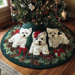 Westie Under the Tree Christmas Tree Skirt - Made to Order TREEK101