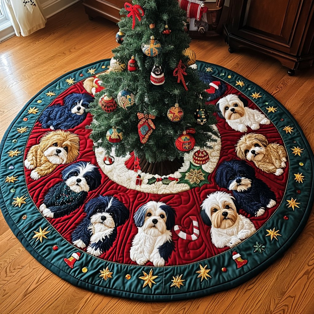 Shih Tzu Winter Wonderland Christmas Tree Skirt - Made to Order TREEK101