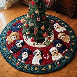 Shih Tzu Winter Wonderland Christmas Tree Skirt - Made to Order TREEK101
