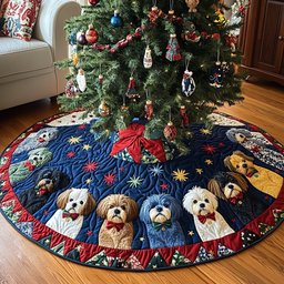 Shih Tzu Winter Magic Christmas Tree Skirt - Made to Order TREEK101