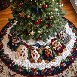 Yorkshires Joy Christmas Tree Skirt - Made to Order TREEK101