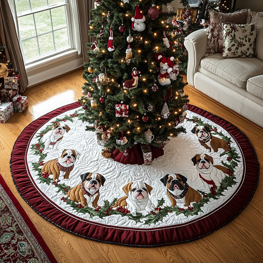Santa Stocky Helper Christmas Tree Skirt - Made to Order TREEK101