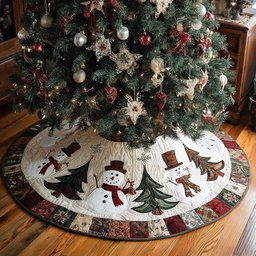 Snowman Moment Christmas Tree Skirt - Made to Order TREEK101