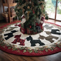 Yuletide Schnauzer Christmas Tree Skirt - Made to Order TREEK101
